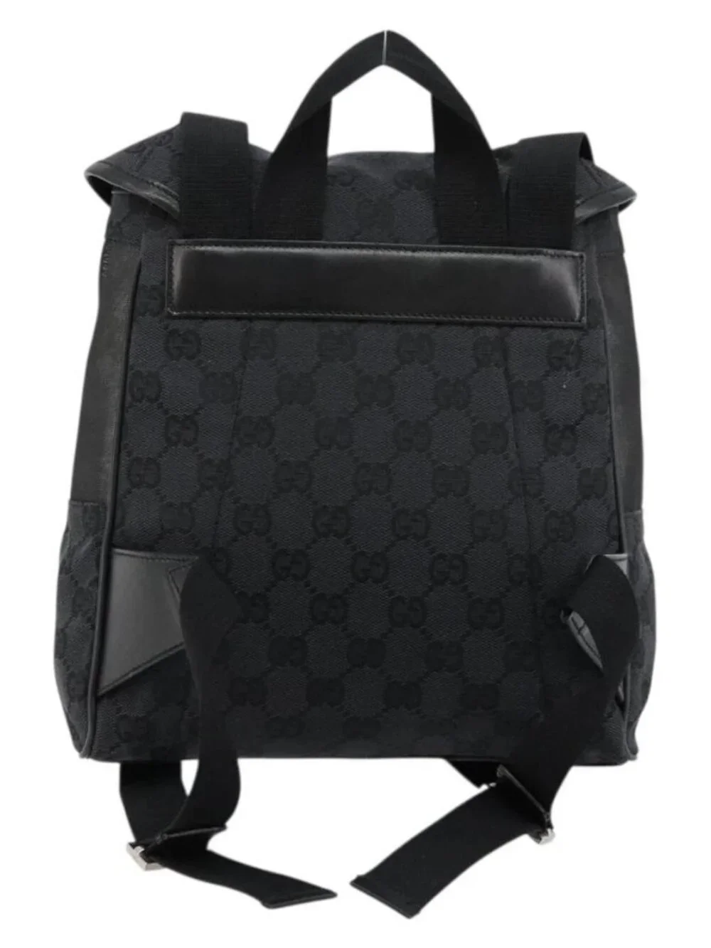 GUCCI GG Canvas Backpack Black Silver 019 0352 Auth